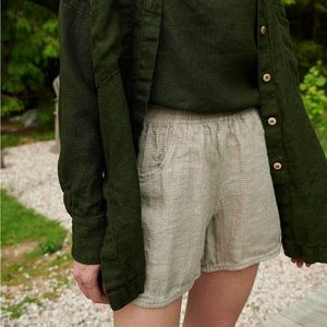 Linenfox Jeri Natural Grey Linen Shorts